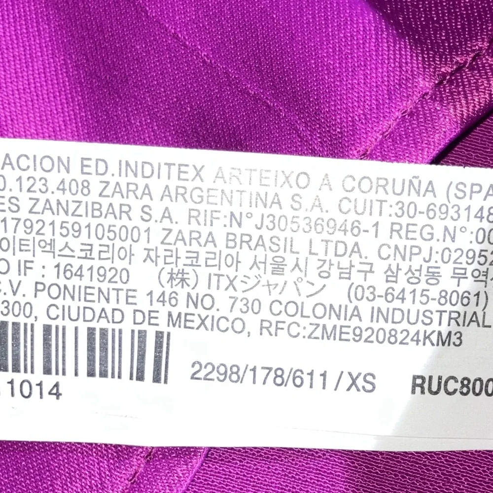 Zara Satin Purple Fuschia Longsleeve Twist Front Knotted Crop Top - Picture 12 of 14